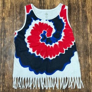 Kids Tie-Dye Fringe Tank Top 7/8 Patriotic Colors